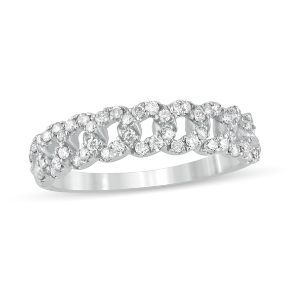 1/3 CT. T.w. Diamond Cuban Chain Link Anniversary Band in 10K White Gold