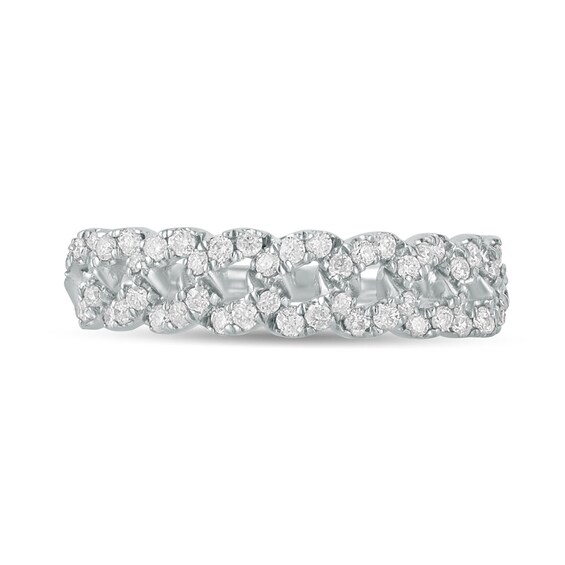 1/3 CT. T.w. Diamond Cuban Chain Link Anniversary Band in 10K White Gold