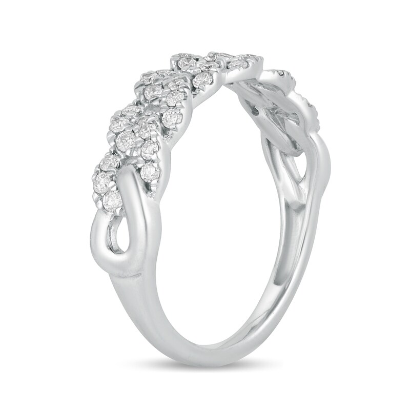 Main Image 2 of 3/8 CT. T.W. Diamond Cuban Curb Chain Link Stackable Anniversary Band in 10K White Gold