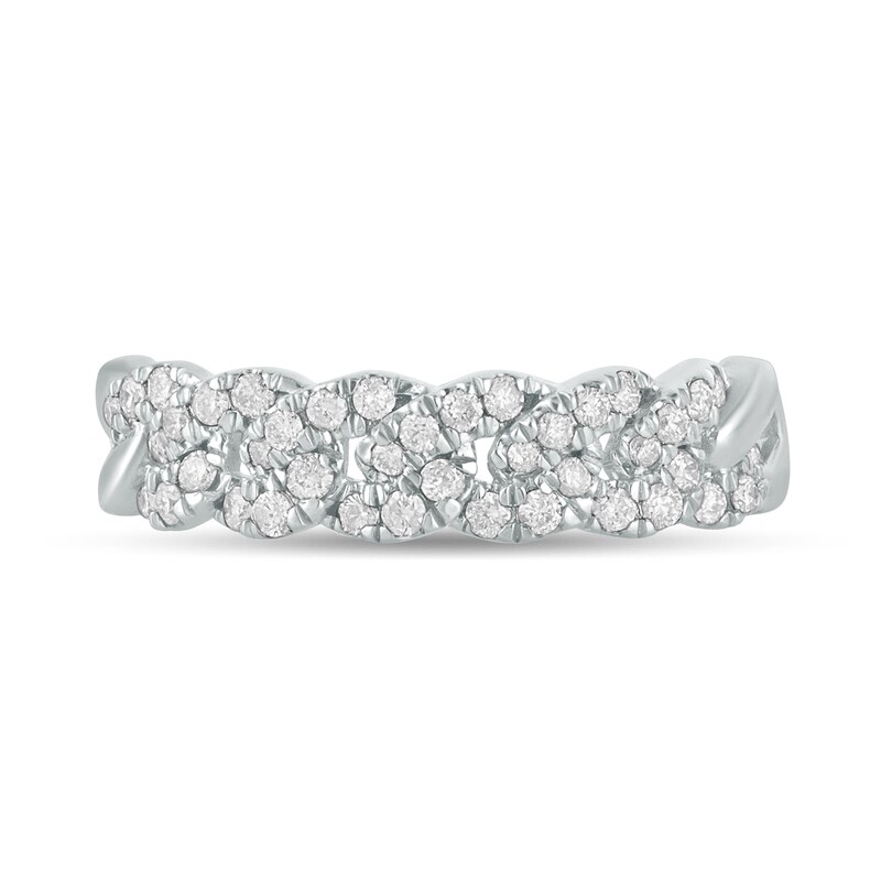 Main Image 3 of 3/8 CT. T.W. Diamond Cuban Curb Chain Link Stackable Anniversary Band in 10K White Gold
