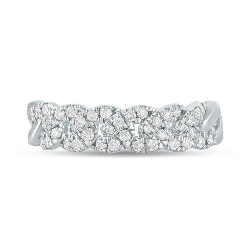 3/8 CT. T.W. Diamond Cuban Curb Chain Link Stackable Anniversary Band in 10K White Gold