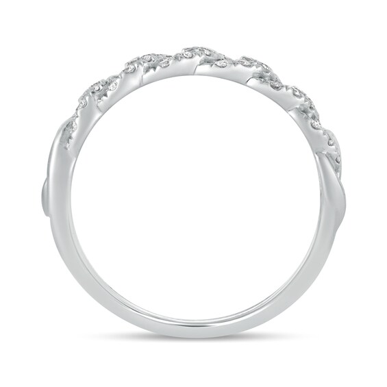 3/8 CT. T.w. Diamond Cuban Curb Chain Link Stackable Anniversary Band in 10K White Gold