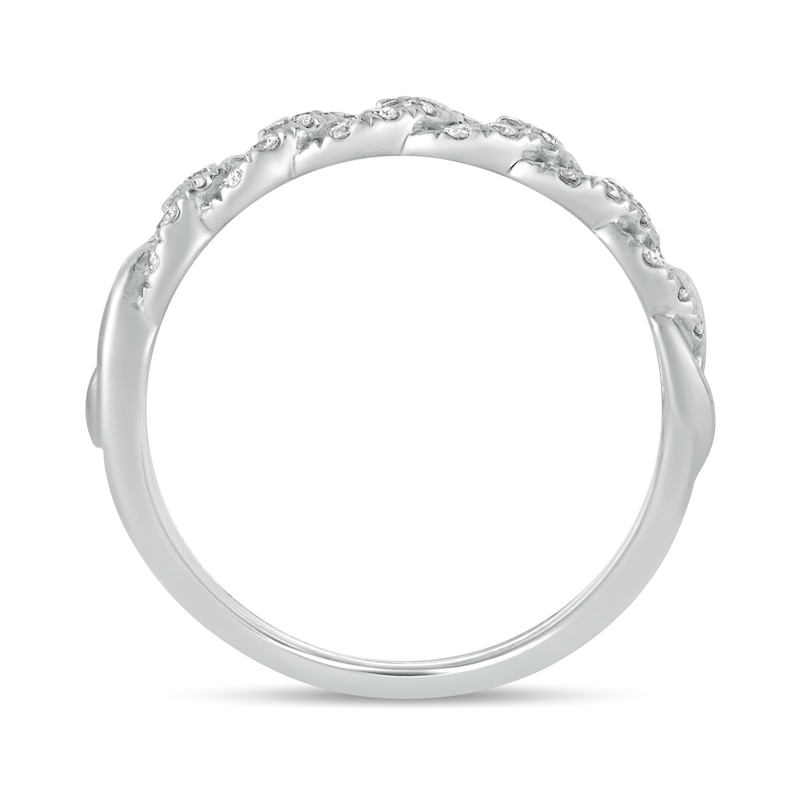 3/8 CT. T.W. Diamond Cuban Curb Chain Link Stackable Anniversary Band in 10K White Gold