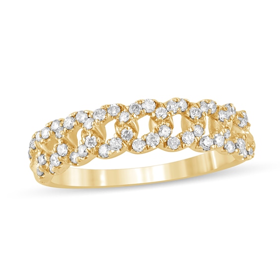 1/3 CT. T.w. Diamond Cuban Chain Link Anniversary Band in 10K Gold
