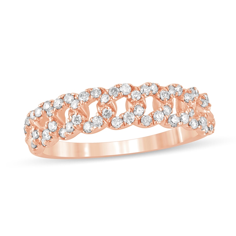 1/3 CT. T.W. Diamond Cuban Chain Link Anniversary Band in 10K Rose Gold