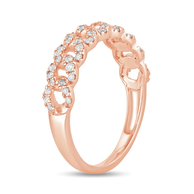 Main Image 2 of 1/3 CT. T.W. Diamond Cuban Chain Link Anniversary Band in 10K Rose Gold