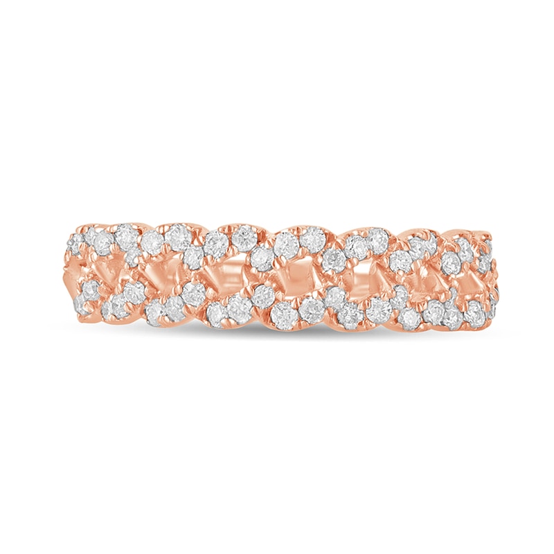 Main Image 3 of 1/3 CT. T.W. Diamond Cuban Chain Link Anniversary Band in 10K Rose Gold