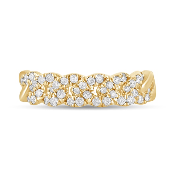 3/8 CT. T.w. Diamond Cuban Curb Chain Link Stackable Anniversary Band in 10K Gold