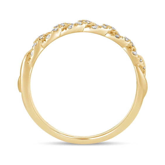 3/8 CT. T.w. Diamond Cuban Curb Chain Link Stackable Anniversary Band in 10K Gold