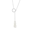 Thumbnail Image 0 of 4.0-6.0mm Cultured Freshwater Pearl and 1/10 CT. T.W. Diamond Circle Lariat Necklace in 10K White Gold
