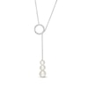 Thumbnail Image 1 of 4.0-6.0mm Freshwater Cultured Pearl and 1/10 CT. T.W. Diamond Circle Lariat Necklace in 10K White Gold