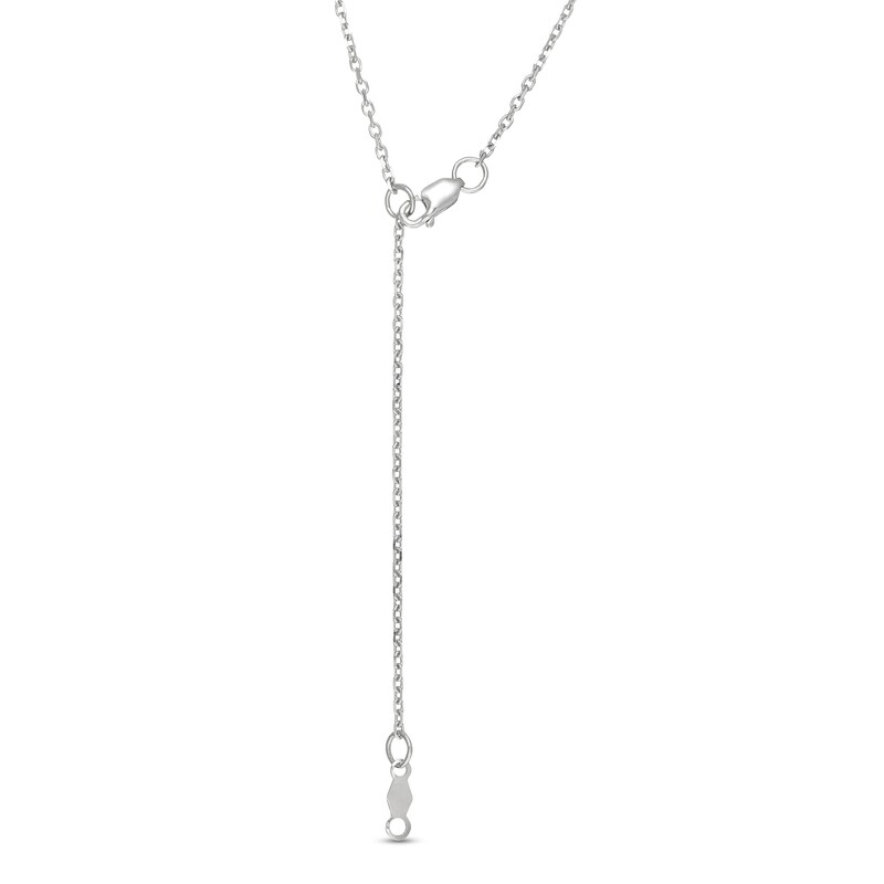 4.0-6.0mm Cultured Freshwater Pearl and 1/10 CT. T.W. Diamond Circle Lariat Necklace in 10K White Gold