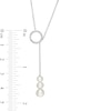 Thumbnail Image 3 of 4.0-6.0mm Cultured Freshwater Pearl and 1/10 CT. T.W. Diamond Circle Lariat Necklace in 10K White Gold