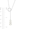 Thumbnail Image 4 of 4.0-6.0mm Freshwater Cultured Pearl and 1/10 CT. T.W. Diamond Circle Lariat Necklace in 10K White Gold