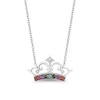 Enchanted Disney Ultimate Princess Celebration Multi-Gemstone and Diamond Accent Tiara Necklace in Sterling Silver - 16"