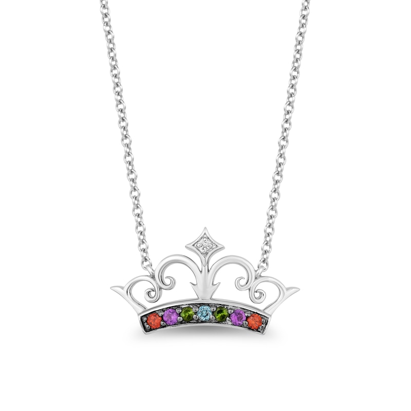 Main Image 1 of Enchanted Disney Ultimate Princess Celebration Multi-Gemstone and Diamond Accent Tiara Necklace in Sterling Silver - 16"