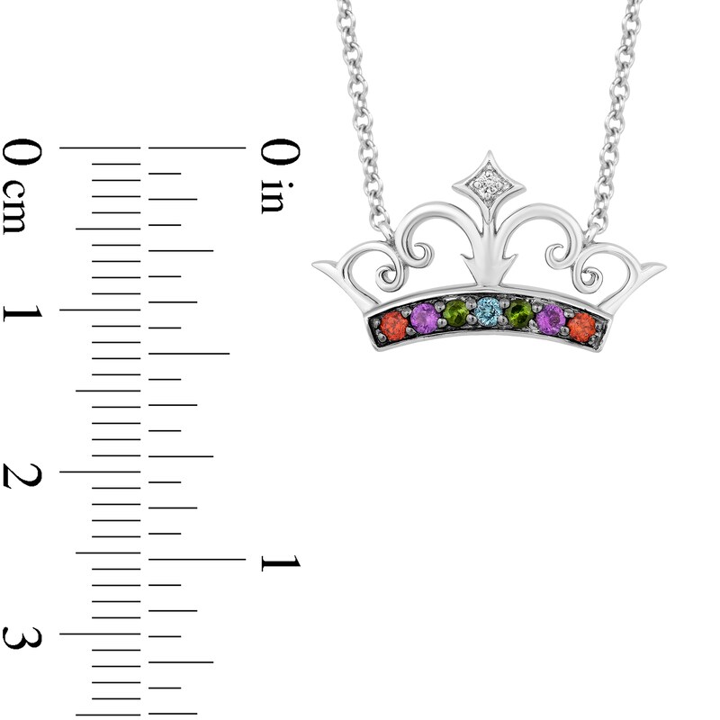 Main Image 3 of Enchanted Disney Ultimate Princess Celebration Multi-Gemstone and Diamond Accent Tiara Necklace in Sterling Silver - 16"