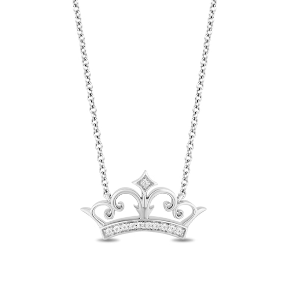 Enchanted Disney Ultimate Princess Celebration 1/10 CT. T.w. Diamond Tiara Necklace in Sterling Silver - 19"