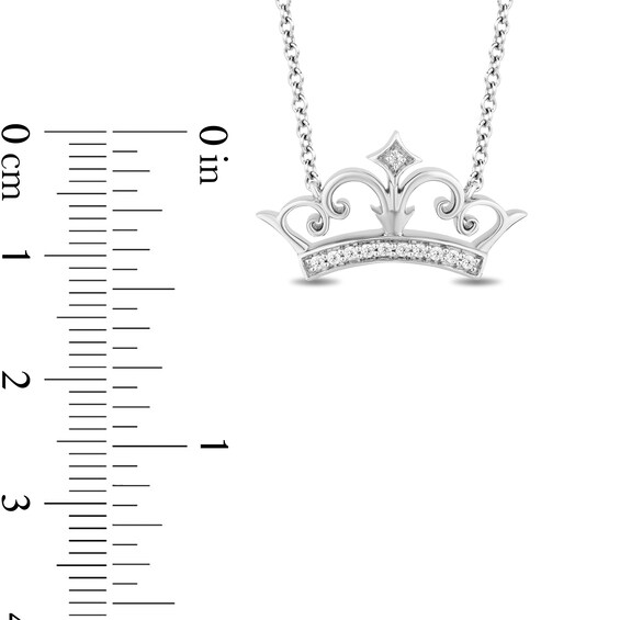Enchanted Disney Ultimate Princess Celebration 1/10 CT. T.w. Diamond Tiara Necklace in Sterling Silver - 19"