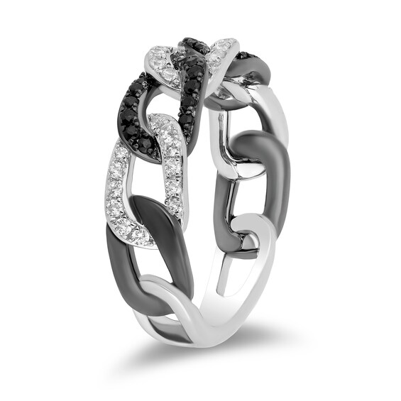 Enchanted Disney Villains Cruella De Vil 1/2 CT. T.W. Enhanced Black and White Diamond Link Band in Sterling Silver Enchanted Disney Villains Cruella De Vil 1/2 CT. T.W. Enhanced Black and White Diamond Link Band in Sterling Silver