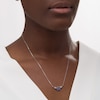 Thumbnail Image 2 of Wonder Woman™ Collection Garnet, Blue Sapphire and 1/20 Diamond CT. T.W. Symbol Necklace in Sterling Silver - 18"