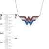 Thumbnail Image 3 of Wonder Woman™ Collection Garnet, Blue Sapphire and 1/20 Diamond CT. T.W. Symbol Necklace in Sterling Silver - 18"