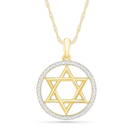 1/10 CT. T.W. Diamond Star of David Pendant in Sterling Silver with 14K Gold Plate