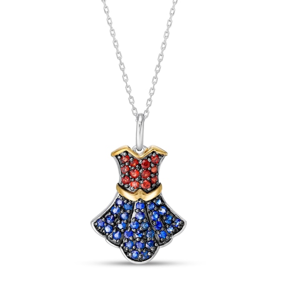 Wonder Woman⢠80th Anniversary Garnet and Blue Sapphire Dress Pendant in Sterling Silver and 10K Gold