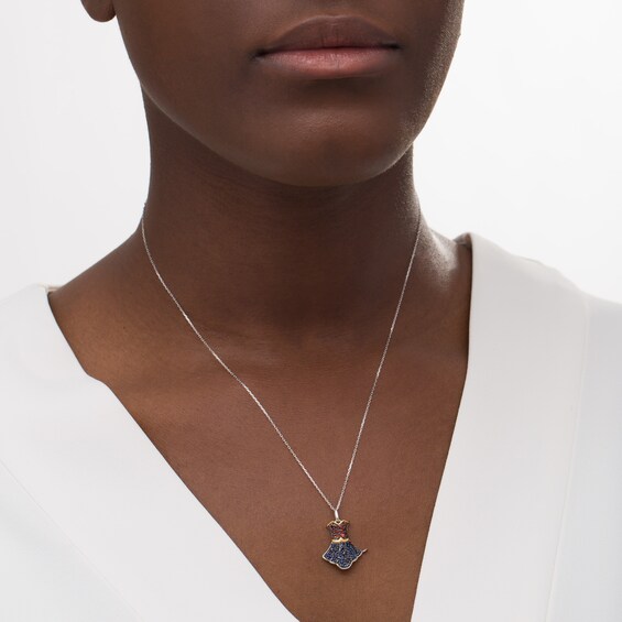 Wonder Womanâ¢ 80th Anniversary Garnet and Blue Sapphire Dress Pendant in Sterling Silver and 10K Gold