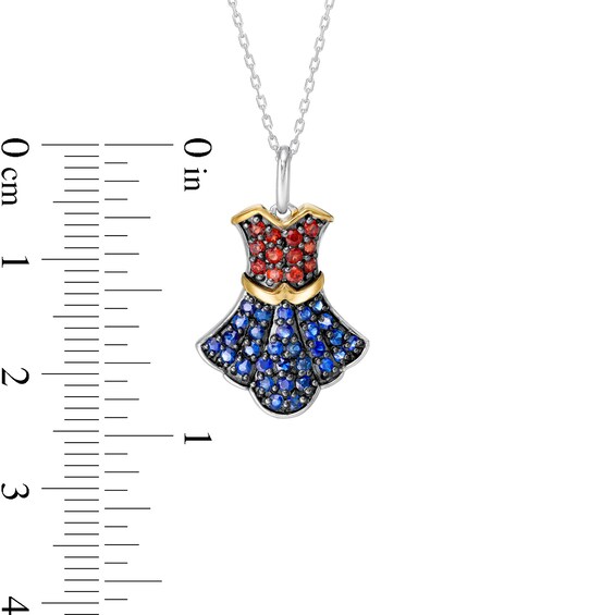 Wonder Womanâ¢ 80th Anniversary Garnet and Blue Sapphire Dress Pendant in Sterling Silver and 10K Gold