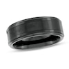 Thumbnail Image 1 of 8.0mm Triple Row Stepped Edge Comfort-Fit Wedding Band in Tantalum with Black IP and Carbon Fiber Inlay - Size 10