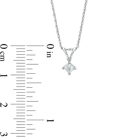 1/6 CT. Princess-Cut Diamond Solitaire Tilted Pendant in 14K White Gold (J/I3)