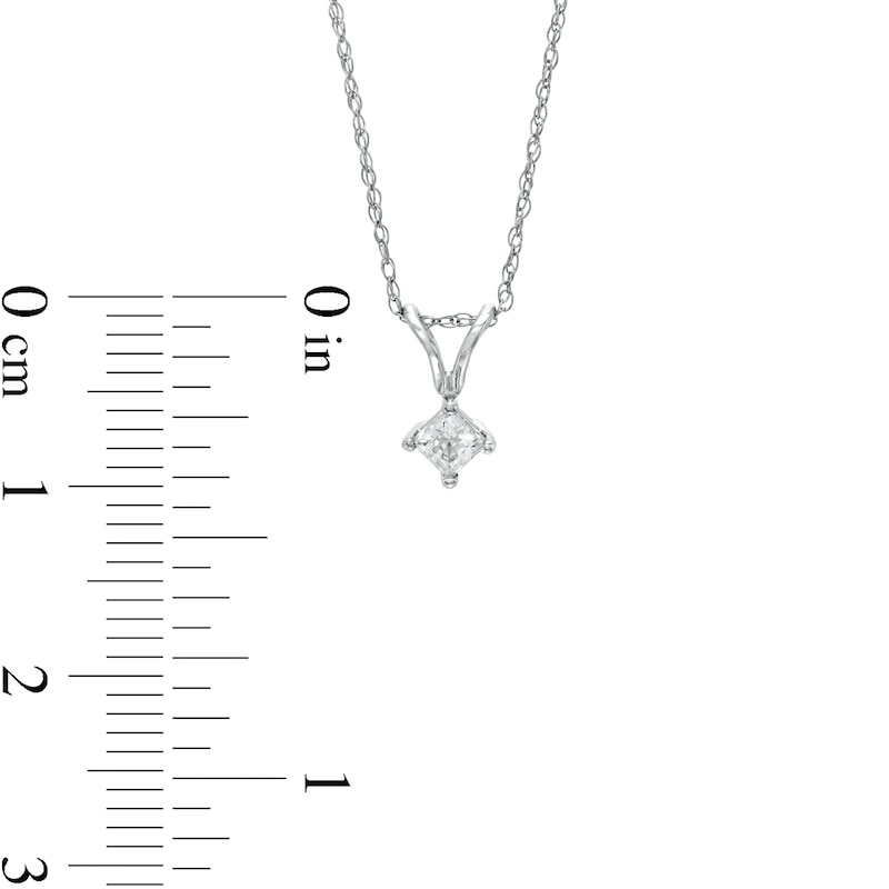 1/6 CT. Princess-Cut Diamond Solitaire Tilted Pendant in 14K White Gold (J/I3)