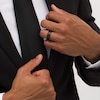 Thumbnail Image 2 of Men's Black Sapphire Outer Edge Brushed Low Dome Comfort-Fit Wedding Band in Tungsten with Black and Rose IP - Size 10