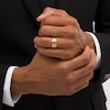 Thumbnail Image 2 of 9.0mm Satin Grooved Beveled Edge Comfort-Fit Wedding Band in Tungsten with Yellow Ion-Plate - Size 10