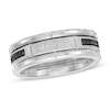 Thumbnail Image 1 of 1/8 CT. T.W. Black Enhanced and White Diamond Brick Pattern Wedding Band in Tungsten and Black IP - Size 10