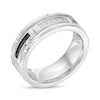 Thumbnail Image 3 of 1/8 CT. T.W. Black Enhanced and White Diamond Brick Pattern Wedding Band in Tungsten and Black IP - Size 10
