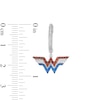 Wonder Woman™ Collection Garnet, Blue Sapphire and 1/20 CT. T.W. Diamond Symbol Drop Earrings in Sterling Silver