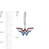 Thumbnail Image 2 of Wonder Woman™ Collection Garnet, Blue Sapphire and 1/20 CT. T.W. Diamond Symbol Drop Earrings in Sterling Silver