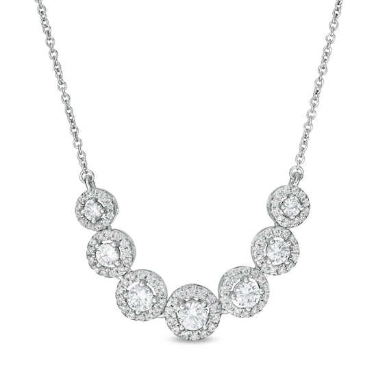 Zales Private Collection 1 CT. T.w. Certified Diamond Frame Graduated Necklace in 14K White Gold (F/I2)