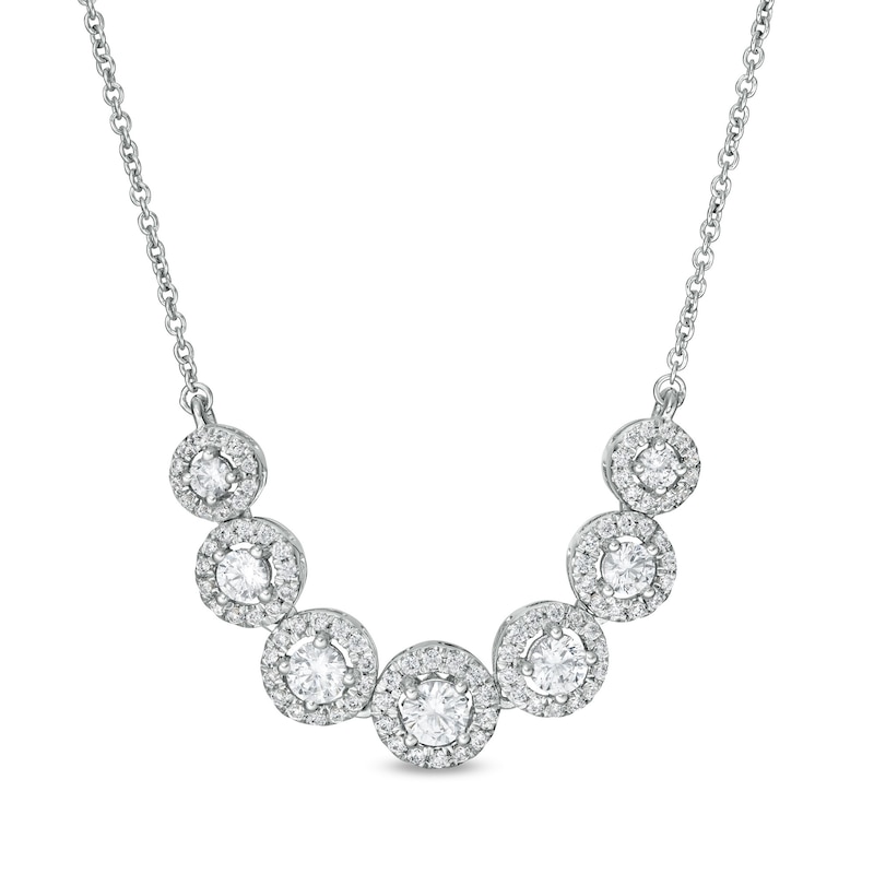 Main Image 1 of Zales Private Collection 1 CT. T.W. Certified Diamond Frame Graduated Necklace in 14K White Gold (F/I2)