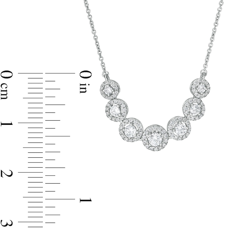 Main Image 3 of Zales Private Collection 1 CT. T.W. Certified Diamond Frame Graduated Necklace in 14K White Gold (F/I2)