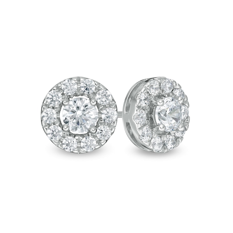 Main Image 1 of Zales Private Collection 1 CT. T.W. Certified Diamond Frame Stud Earrings in 14K White Gold (F/I2)