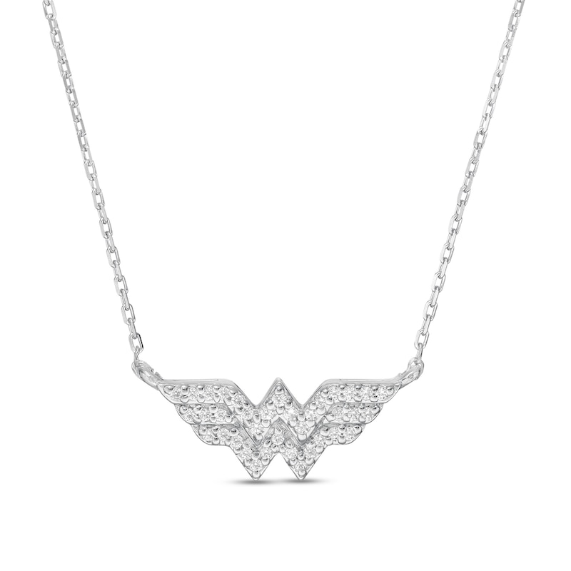 Main Image 6 of Wonder Woman™ Collection 1/10 CT. T.W. Diamond Symbol Necklace in Sterling Silver - 16"