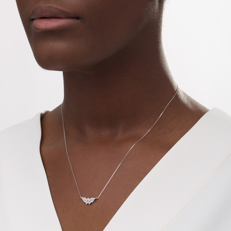 Main Image 7 of Wonder Woman™ Collection 1/10 CT. T.W. Diamond Symbol Necklace in Sterling Silver - 16"
