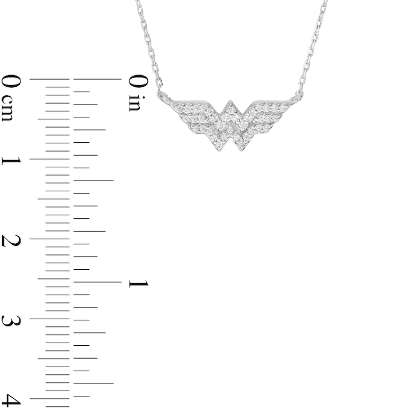 Wonder Woman™ Collection 1/10 CT. T.W. Diamond Symbol Necklace in Sterling Silver - 16"