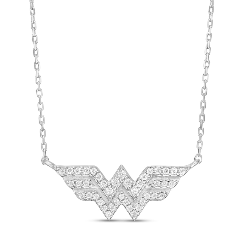 Main Image 2 of Wonder Woman™ Collection 1/6 CT. T.W. Diamond Symbol Necklace in Sterling Silver - 18"