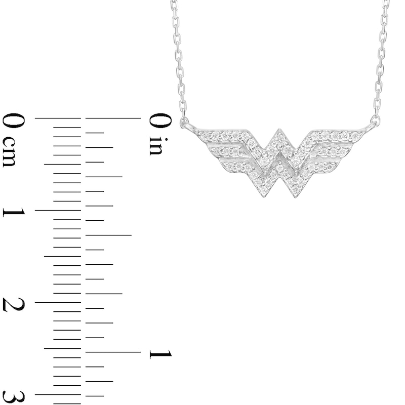 Main Image 4 of Wonder Woman™ Collection 1/6 CT. T.W. Diamond Symbol Necklace in Sterling Silver - 18"