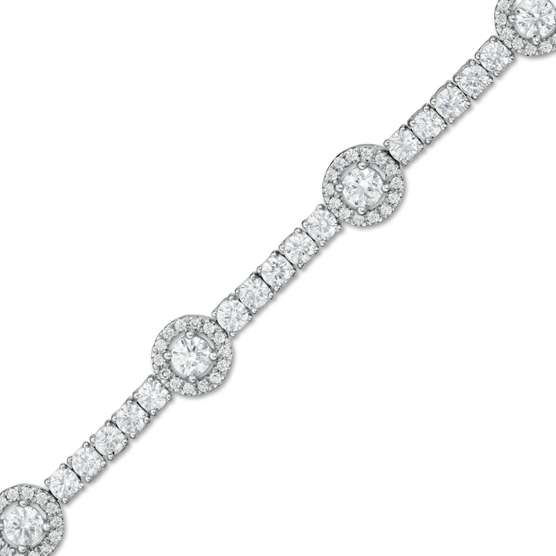 Main Image 1 of Zales Private Collection 3 CT. T.W. Certified Diamond Frame Alternating Bracelet in 14K White Gold (F/I2) - 7.25"