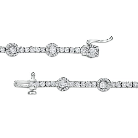 Zales Private Collection 3 CT. T.w. Certified Diamond Frame Alternating Bracelet in 14K White Gold (F/I2) - 7.25"